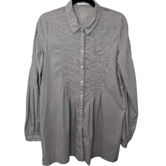 Part Two grey pinstripe button-down long sleeve tunic/mini dress size 10 - Picture 1 of 5